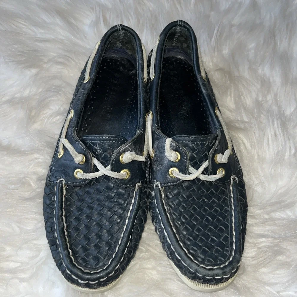 Sperry Top-Sider Blue White‎ Leather Comfort Boat Shoes Women's Size 6.5M - Picture 12 of 14